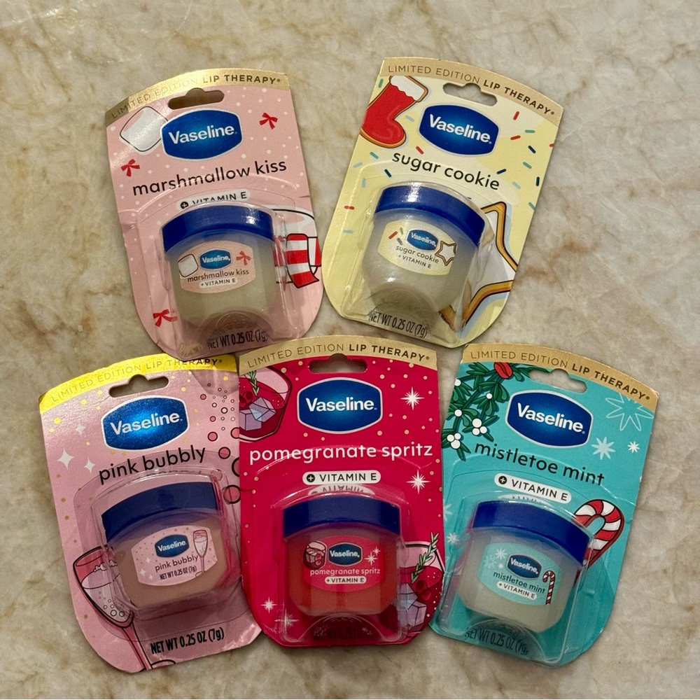 Vaseline Holiday Limited Edition Lip Balms. 5 Pieces